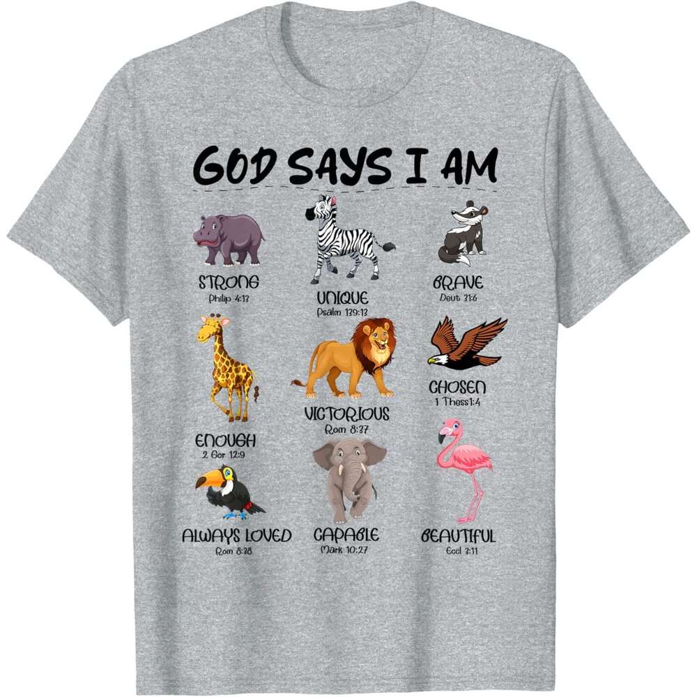T shirt Mens God Say I Am Safari Wild Animals Boys Kids Toddler Christian T-Shirt shirts tshirt graphic tee Casual tops summer clothes Short sleeve Fr