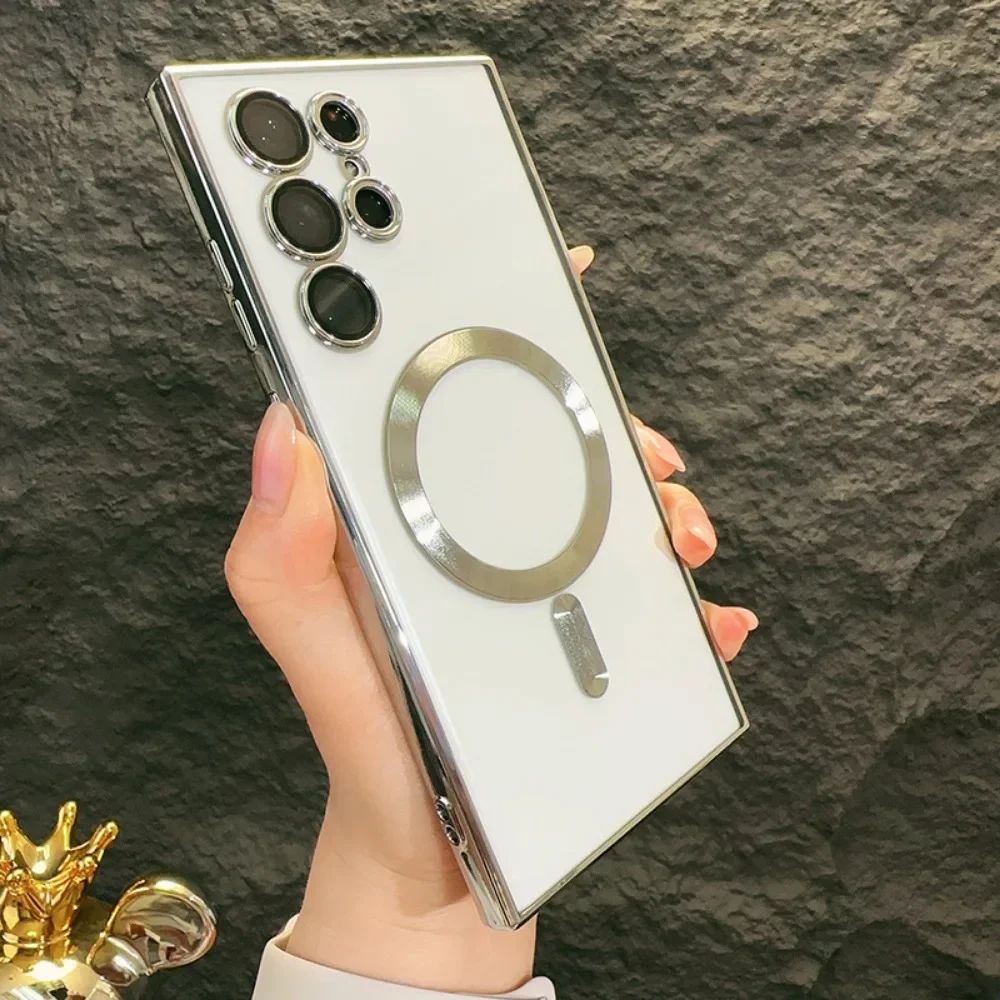 Luxury Clear Magnetic For Magsafe Cases Soft Shockproof With Camera Lens Protector For Samsung S20 S21 S22 S23 FE S24 Ultra Plus Note 10 20 A05 A05S A