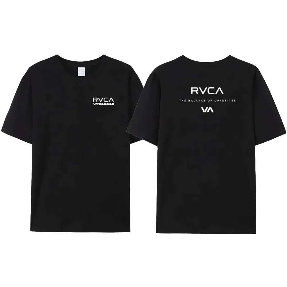 Men's T-Shirts RVCA T Shirt Men Women Black Tee Summer Cotton Tshirt Oversized Short Sleeve Fashion Design Brand T-shirt Top Streetwear Clothes z