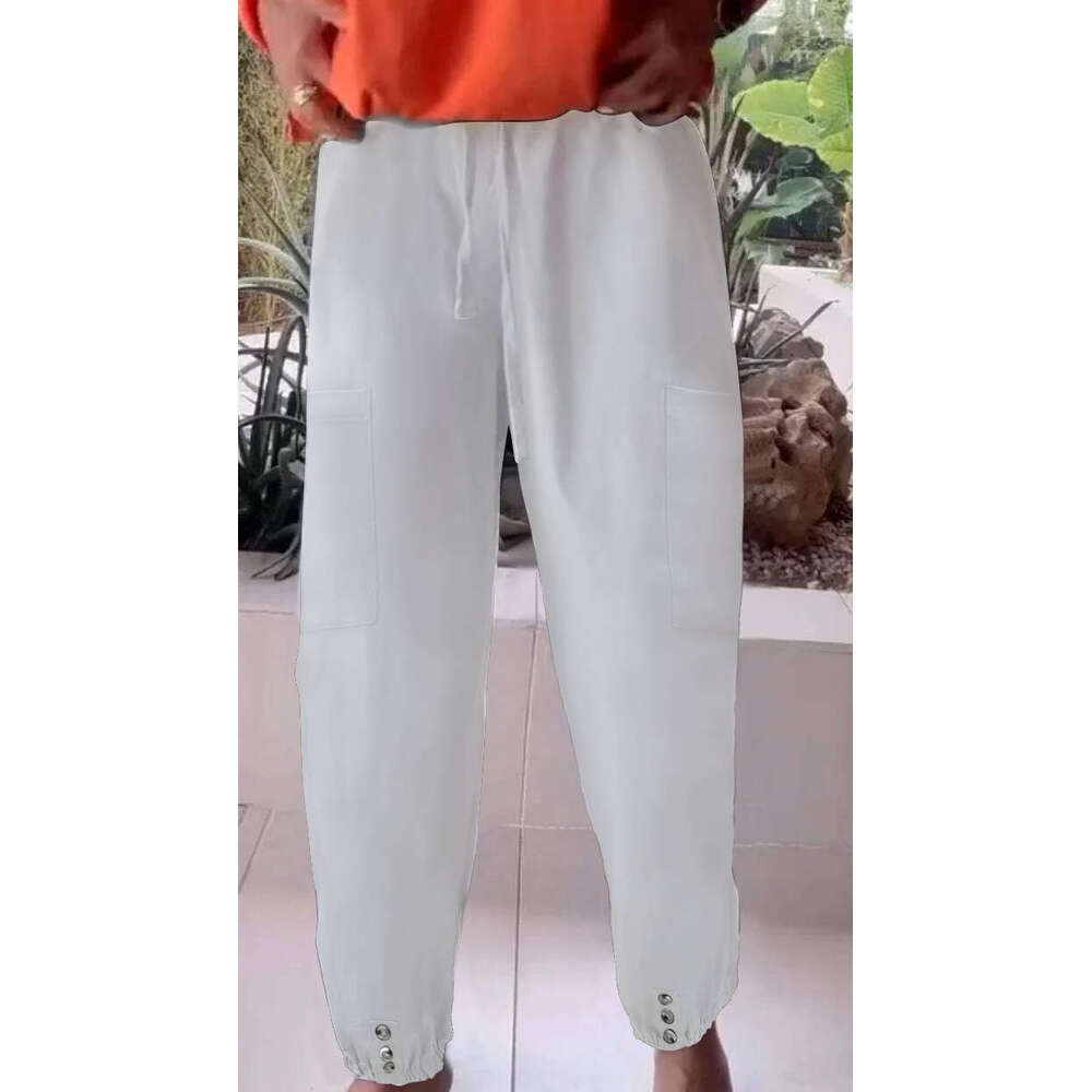 2024 New Loose Fit High Waisted Cropped with Wide Legs and Mid Waist Micro Elastic Womens Pants Nine Points Waterproof Trousers Man Jeans for Pregnant