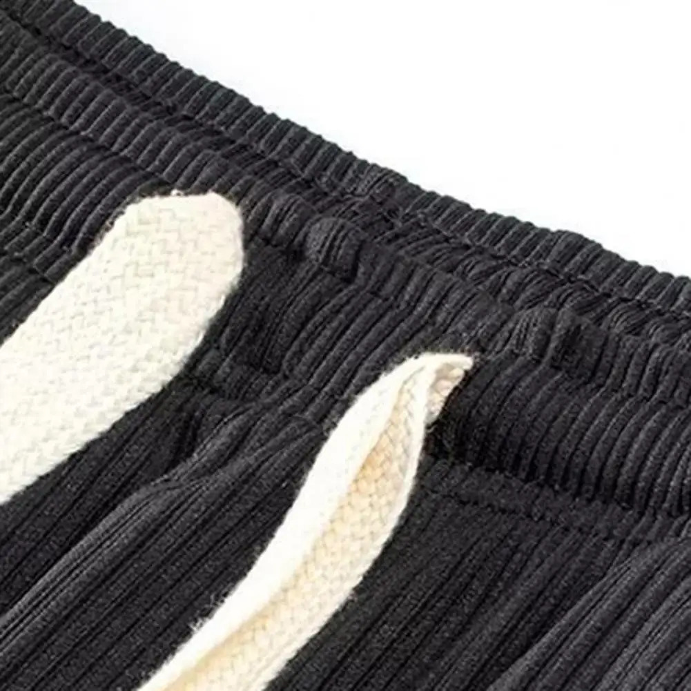Casual sports pants mens casual pants solid color brushed elastic waist loose fit suitable for pants 240828