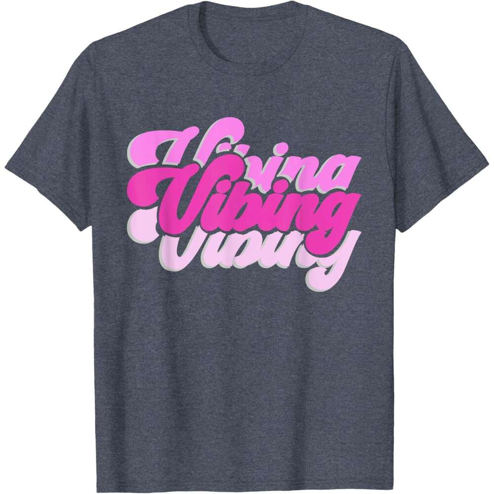 T shirt Mens Vibing Color Graphic Pink Vibes Only T-Shirt shirts tshirt graphic tee Casual tops summer clothes Short sleeve