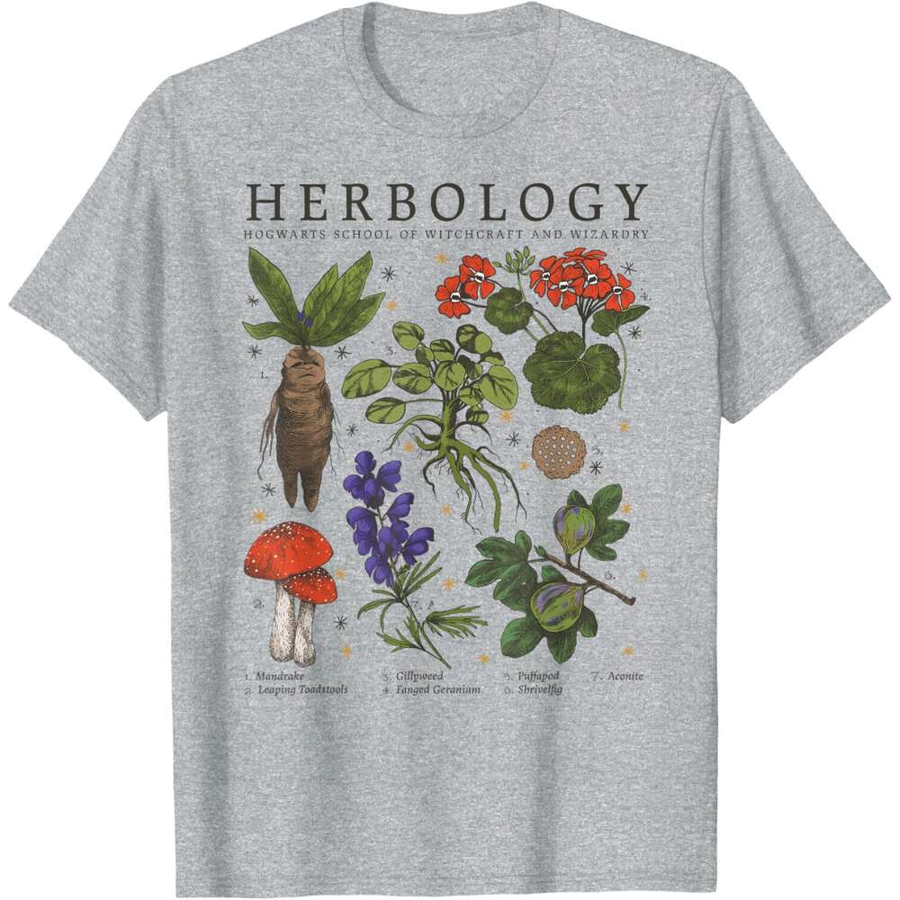 T shirt Mens Herbology Plants Short Sleeve T-Shirt shirts tshirt graphic tee Casual tops summer clothes Short sleeve Free shipping