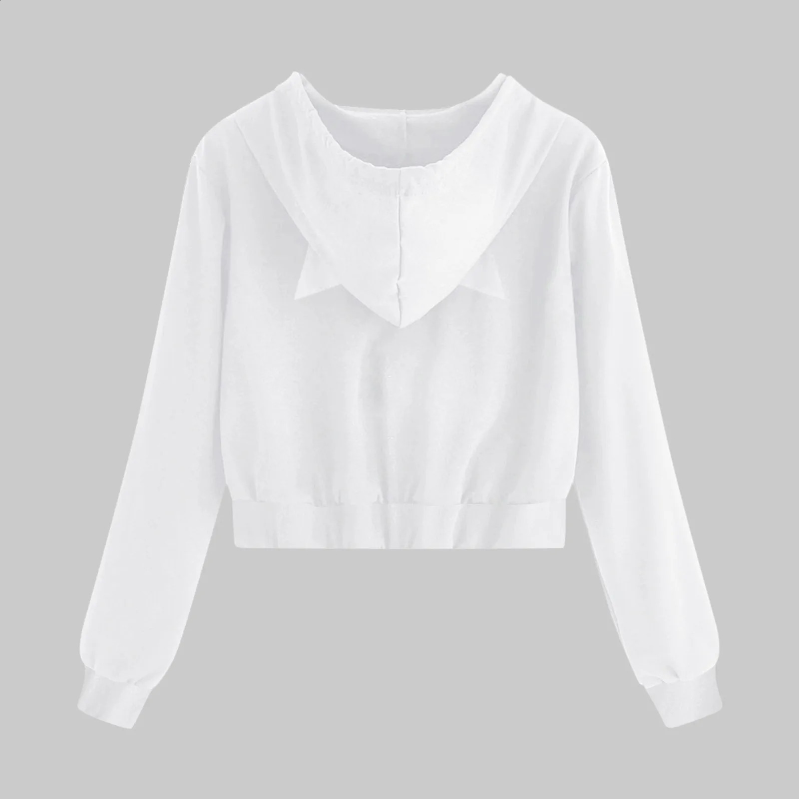 Cat Ear Zip Up Cropped Hoodies Sweatshirts For Teen Kawaii Jackets Pocket Drawstring Harajuku Hoody Sudaderas Tracksuit 240805