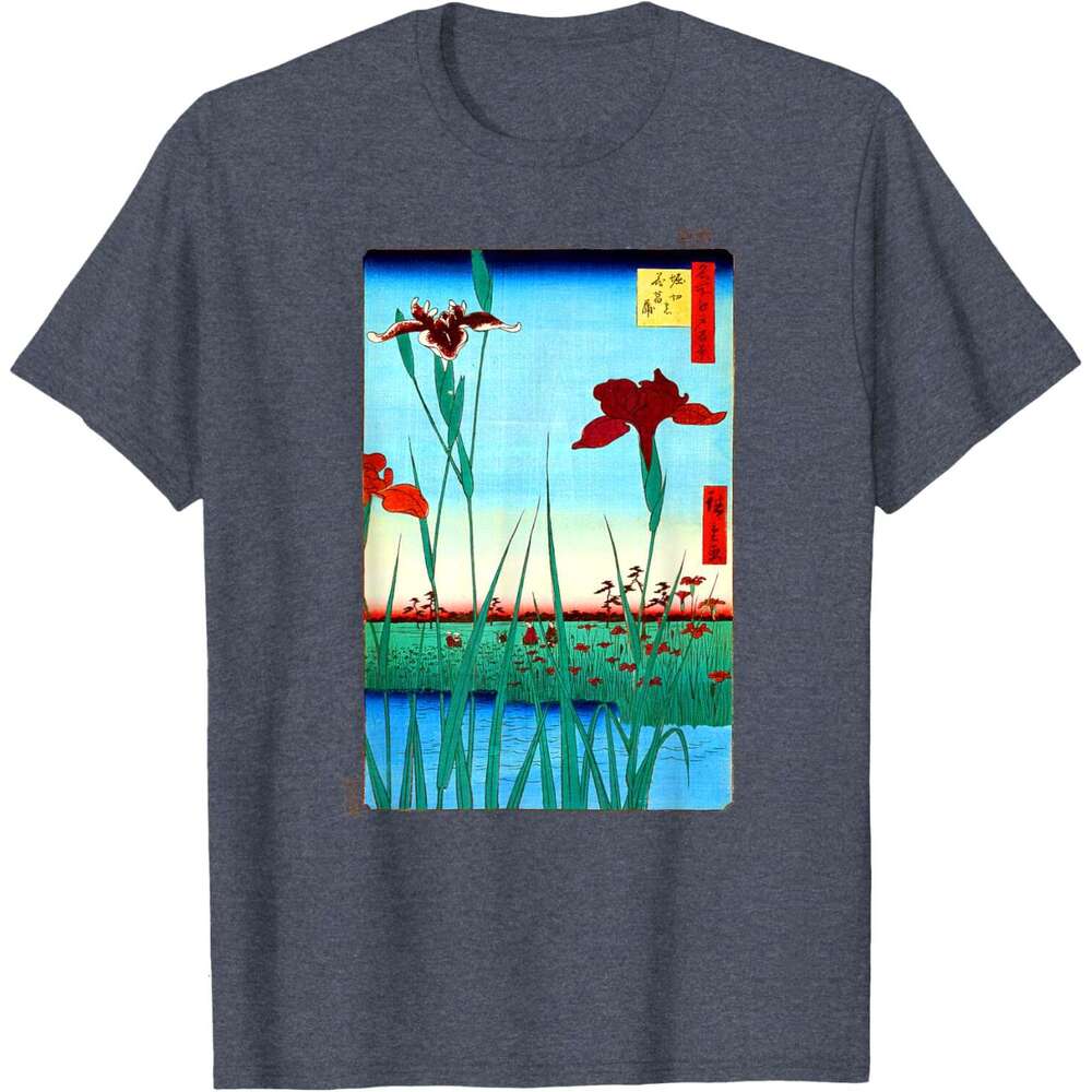T shirt Mens Japanese Art, Hiroshige Woodblock Art Design Tee shirts tshirt graphic tee Casual tops summer clothes Short sleeve Free shipping