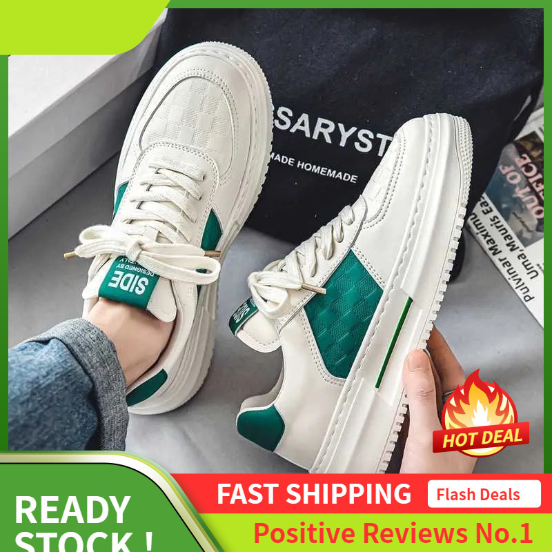 Ddmyoutdoor Men Casual Autumn Breathable New White Korean Version Trendy Versatile Thick Sole Athleisure Shoes Green Free Shipping Outdoor