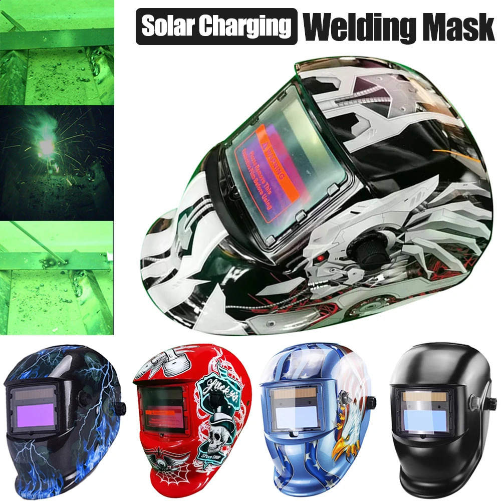 Solar Welding Facemask Auto Darkening Heat Insulation Head-mounted Large View Automatic Dimming Face Shield Arc Welding Helmet 240805