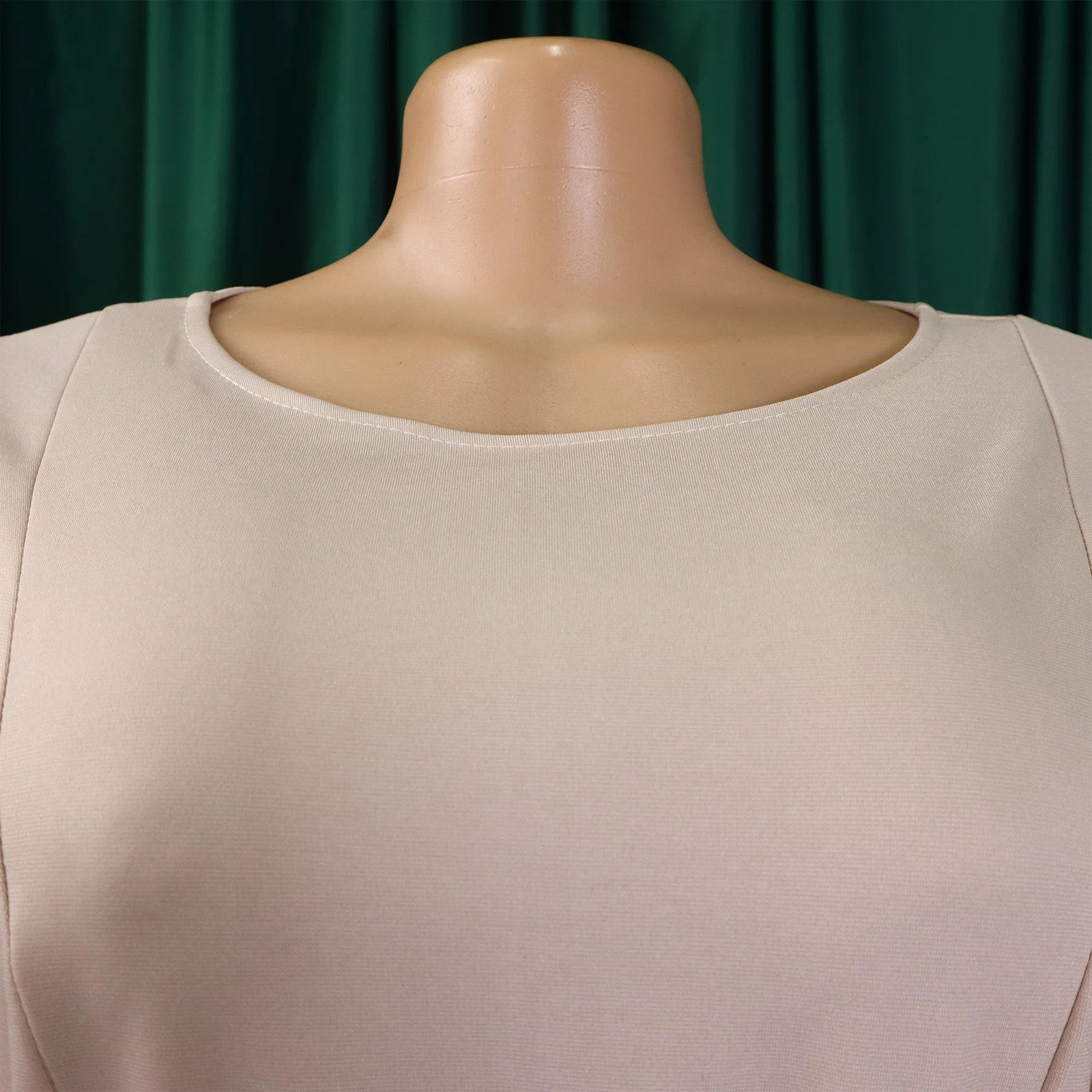 Elegant Office Dress for Women Professional O Neck Short Sleeve Belt Waisted A Line Mid Calf Formal Business Work Dress Midi 240805