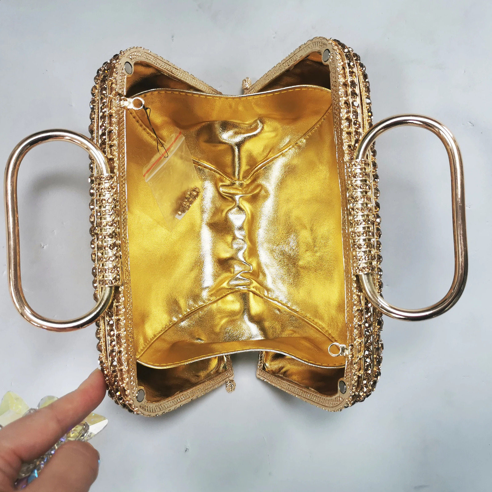 XIYUAN Womens Gold Crystal Evening Bag with Handle Bridal Diamond Elegance Banquet Handbag Wedding Dinner Party Wallet 240823