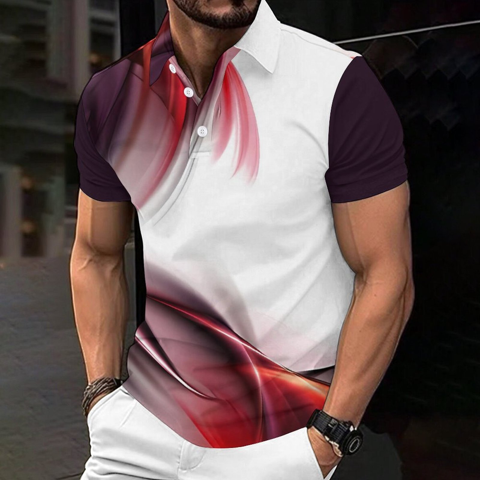 2024 Summer New 3D Printed Personalized Beer Festival Loose Men's Short sleeved Polo