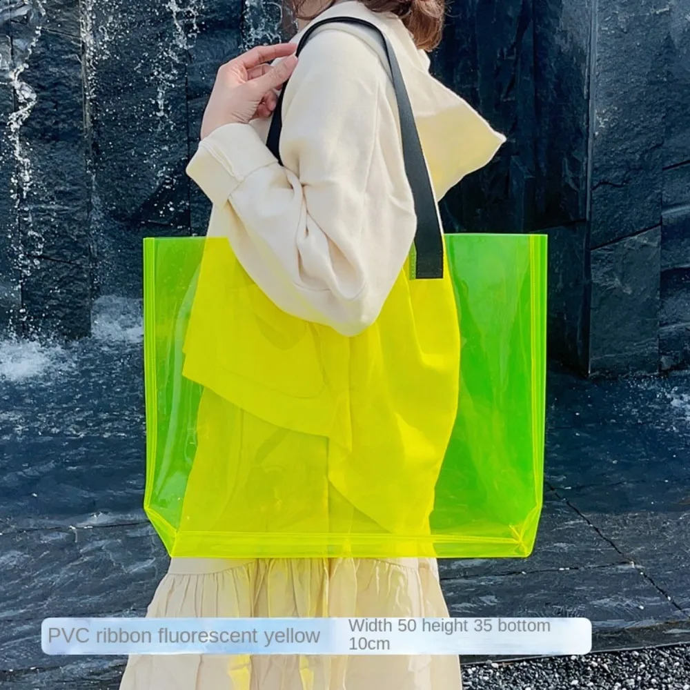 PVC transparent jelly bag fashionable laser large capacity single shoulder bag casual retro travel bag gift packaging bag 240805