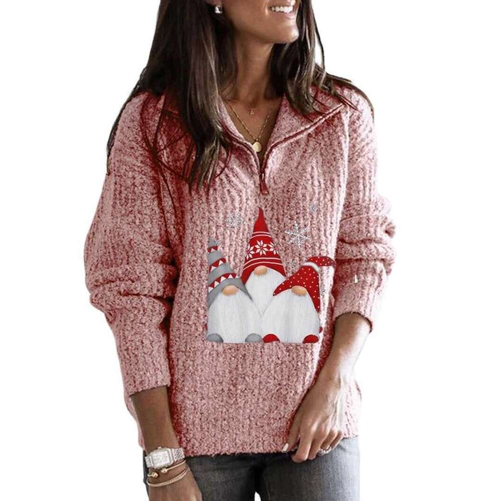 2024 Autumn/winter Santa Claus Printed Zipper Long Sleeve Knitted Womens Sweater Designer Sweater Cardigan Women Cashmere Sweaters Sweaters