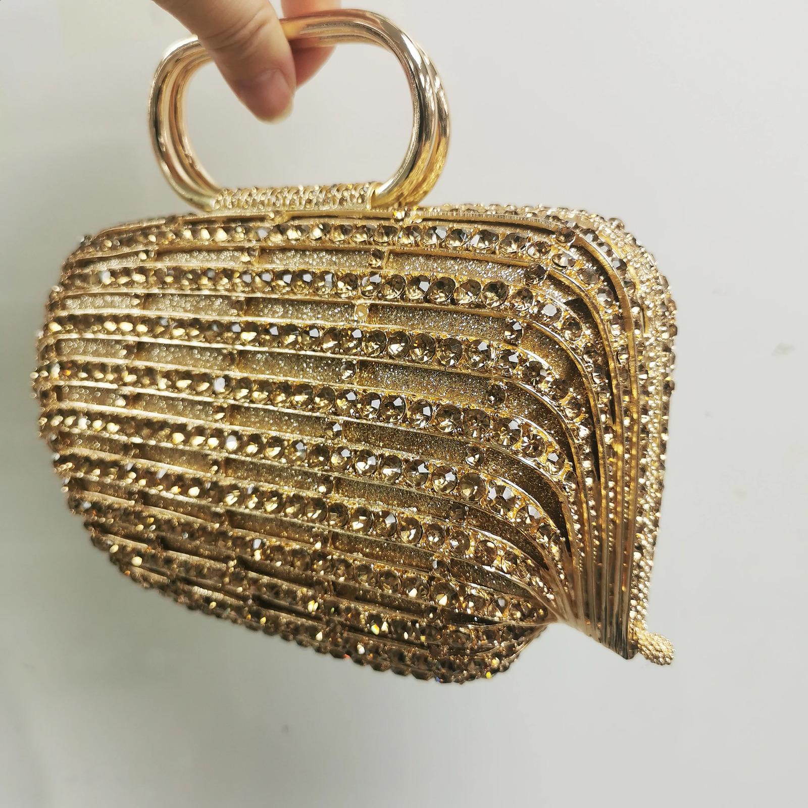 XIYUAN Womens Gold Crystal Evening Bag with Handle Bridal Diamond Elegance Banquet Handbag Wedding Dinner Party Wallet 240823