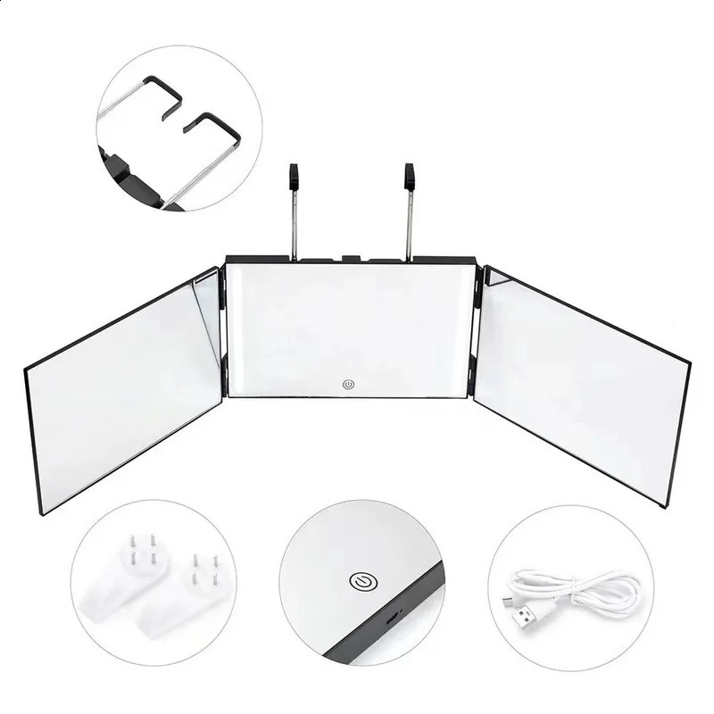 Scalable and adjustable three fold mirror self cutting makeup without DIY hair tool accessories 240729
