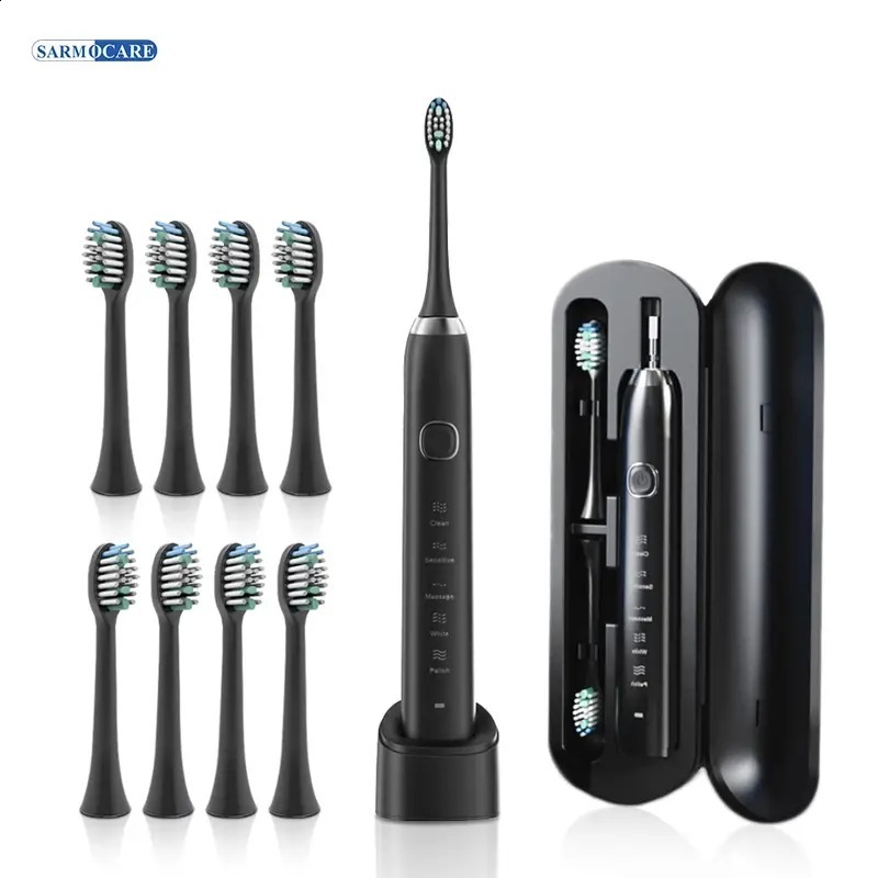 Sonic Electric Toothbrush 8 Brush Heads Smart Ultrasonic Dental Teeth Whitening Rechargeable Adult Tooth Brush 240418