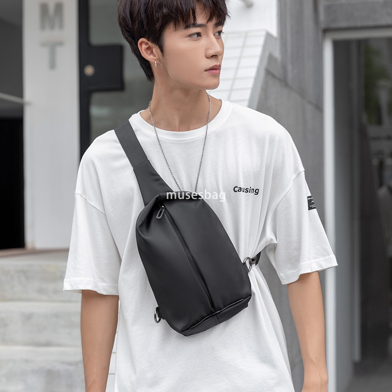 Chest bag men's shoulder bag crossbody bag simple casual fashion brand small bag personality small backpack multi-functional cross-bag men's