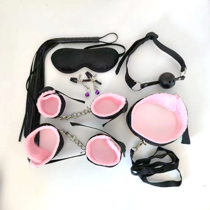 4 colors 7 PCS Plush SM Toys Adjustable Neck and Leg Loop Sex Bed Restraints Tied Down Wrist and Ankle BDSM bondage Kit