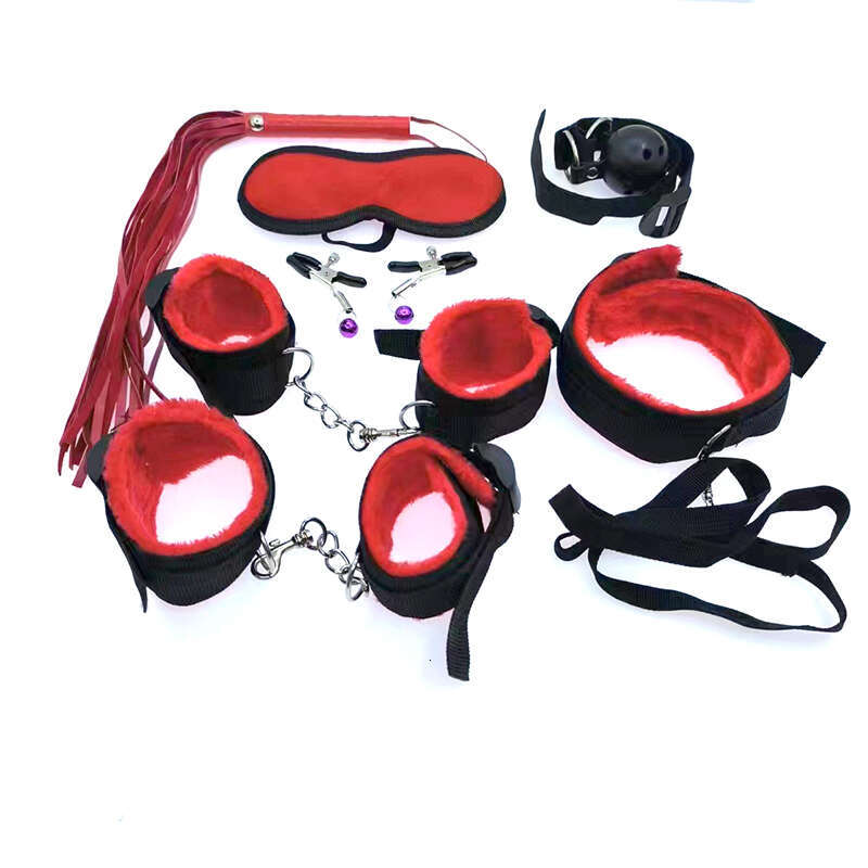 4 colors 7 PCS Plush SM Toys Adjustable Neck and Leg Loop Sex Bed Restraints Tied Down Wrist and Ankle BDSM bondage Kit