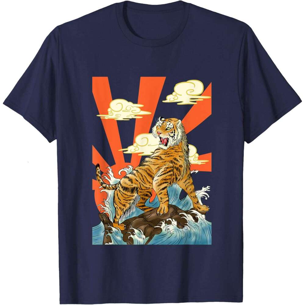 T shirt Mens Japanese Ukiyo Oriental Tiger Tsunami Rising Sun T-Shirt shirts tshirt graphic tee Casual tops summer clothes Short sleeve