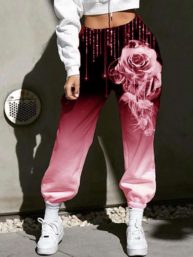2022 Autumn New Gradient Printed Loose Sanitary Pants High Waist Casual Womens Pants Harlan Sweatpants Military Pants for Man Jeans for Pregnant Women