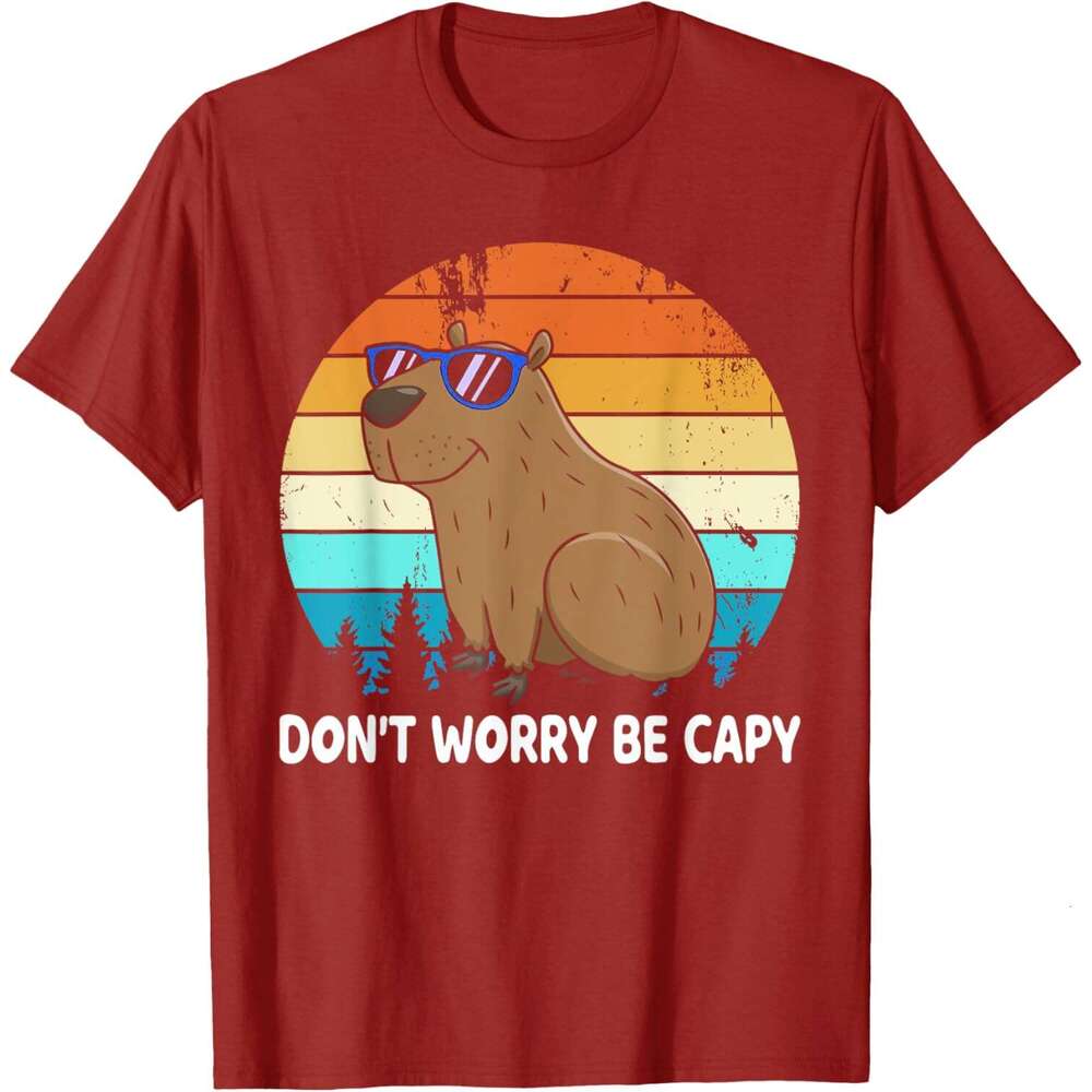 T shirt Mens Don't Worry Be Capy Distressed Capybara Styles Animal Lover T-Shirt shirts tshirt graphic tee Casual tops summer clothes Short sleev