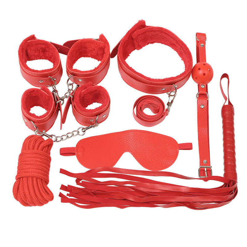 SM Leather Bondage Sets Restraint Kits for Women and Couples Bed Restraints Sex Toys BDSM Adult Games Cuffs Blindfold Spanking P