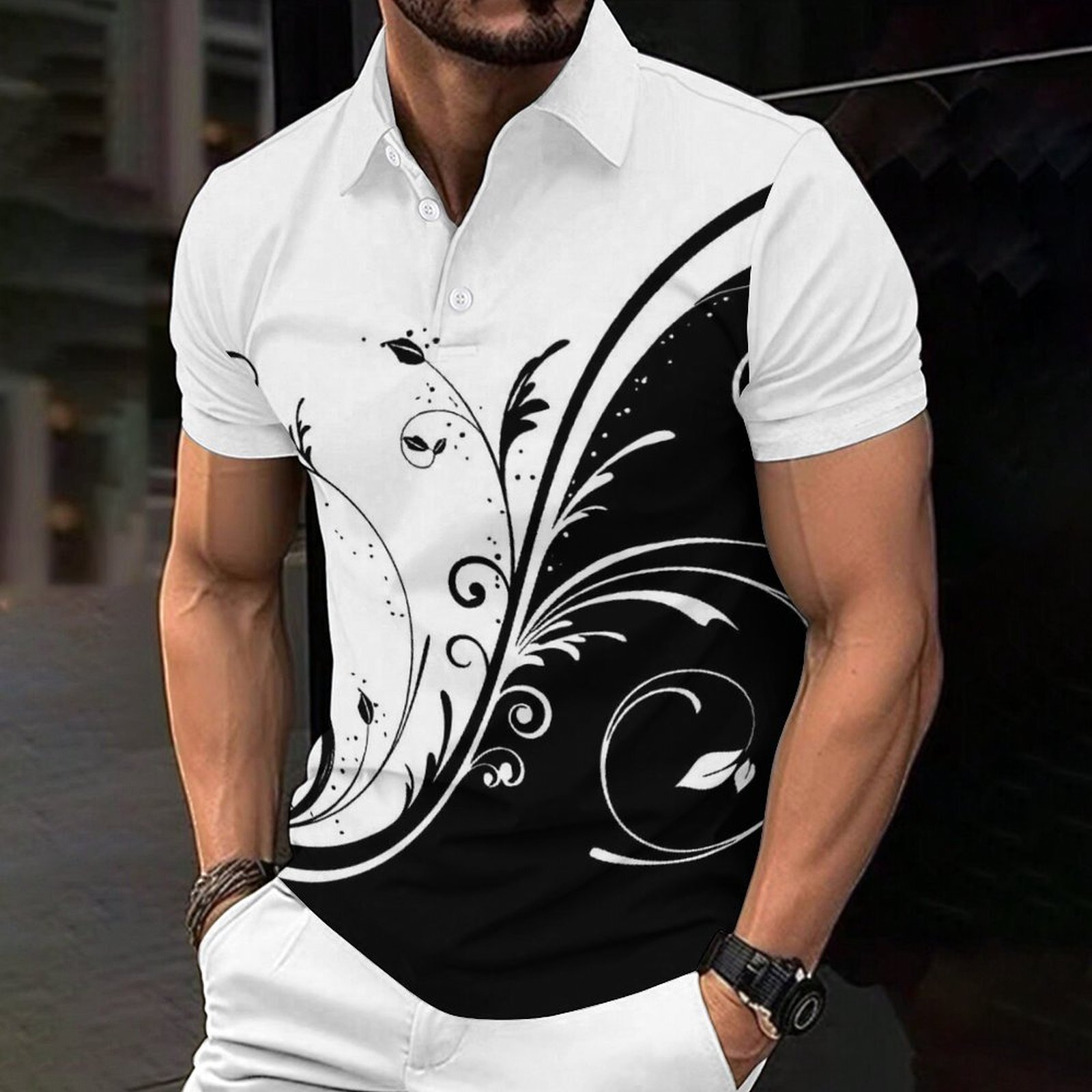2024 Summer New 3D Printed Personalized Beer Festival Loose Men's Short sleeved Polo