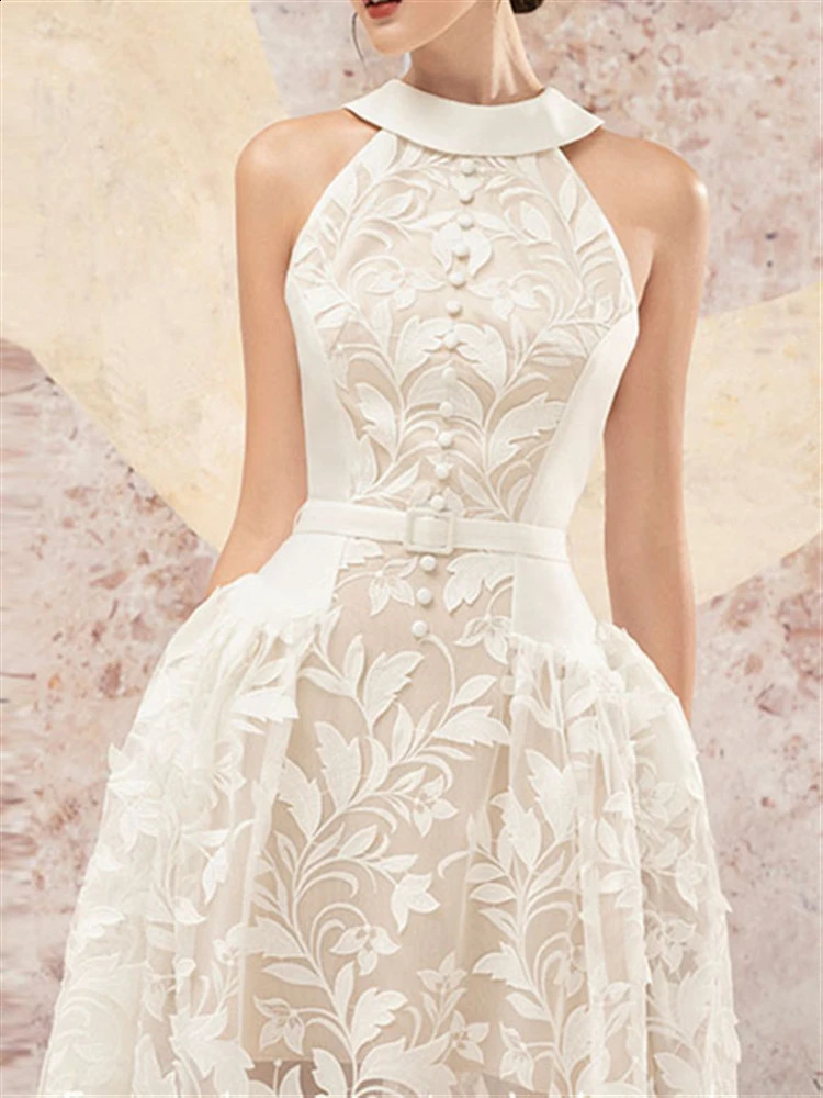 Backless Sleeveless Sexy Woman Dress Runway Embroidery Beach Boho Summer Vintage Lace Sundress Women Party Dresses Femme 240805