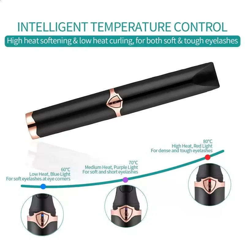 USB heated eyelash curler with clip comb portable electric 240729