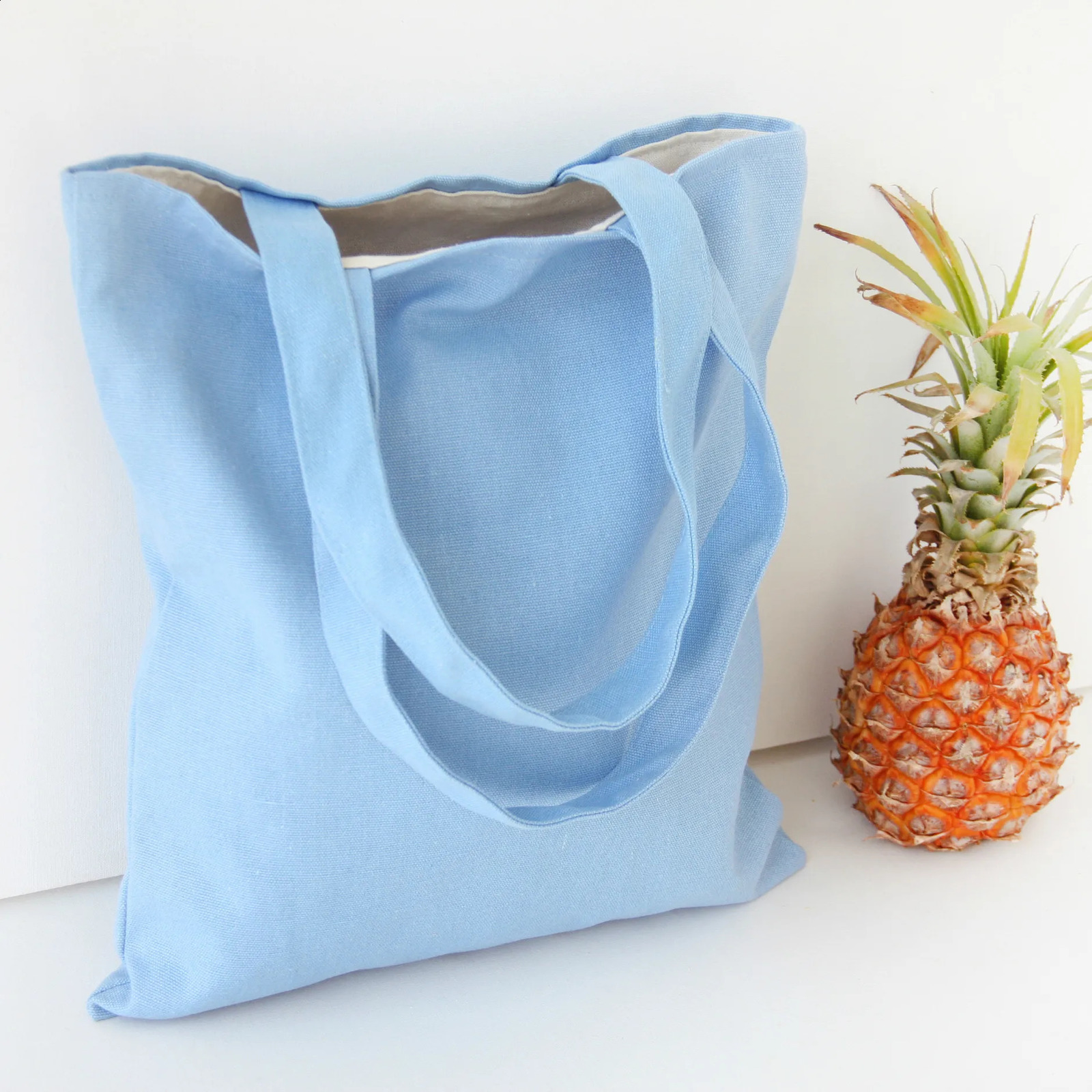 Solid color white canvas shoulder bag suitable for womens wholesale reusable shopping bag reusable shopping bag 240805