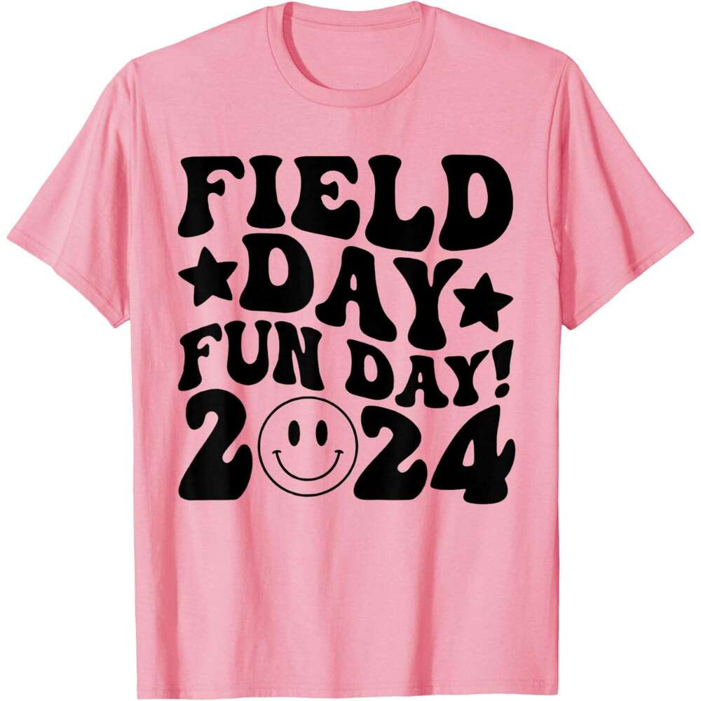 T shirt Mens Fun Funny For Teacher Kids Field Day 2024 T-Shirt shirts tshirt graphic tee Casual tops summer clothes Short sleeve Free shipping