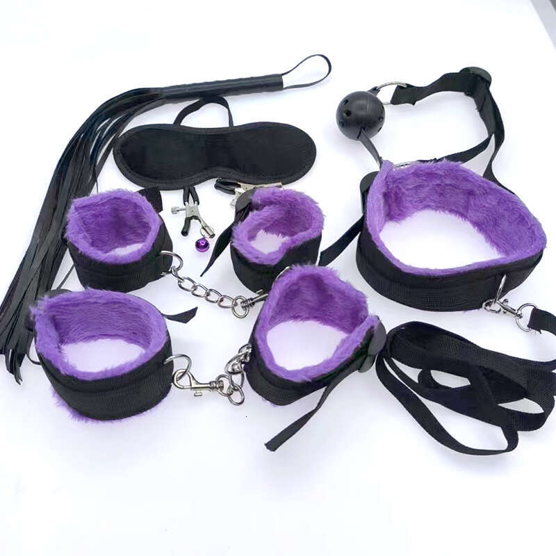 4 colors 7 PCS Plush SM Toys Adjustable Neck and Leg Loop Sex Bed Restraints Tied Down Wrist and Ankle BDSM bondage Kit