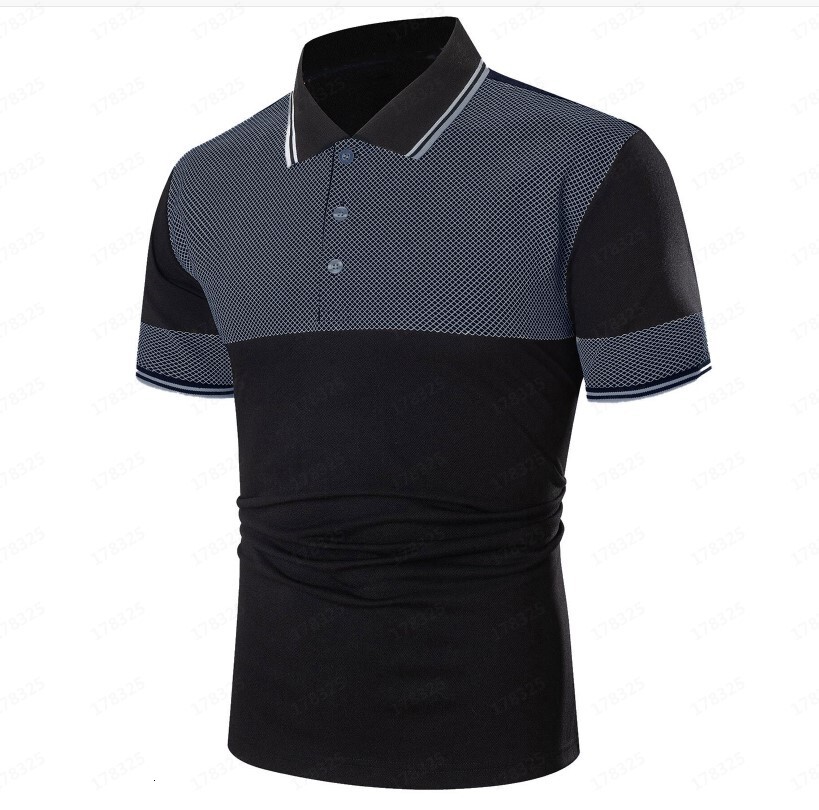 2023 summer short sleeved striped color matching polo shirt basic casual T-shirt men's clothing