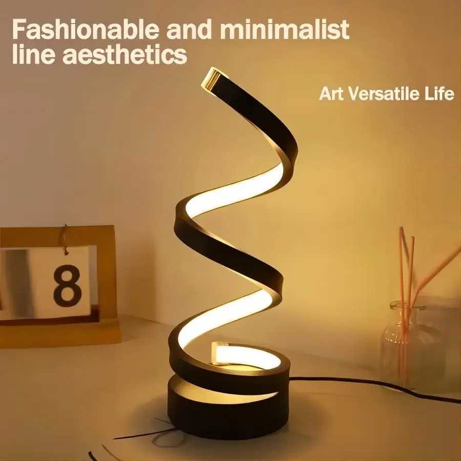 Table Lamp for Bedroom - Bedside Lamps for Nightstand Modern Spiral Dimmable LED Table Lamp for Living Room Bedroom OfficeM240731
