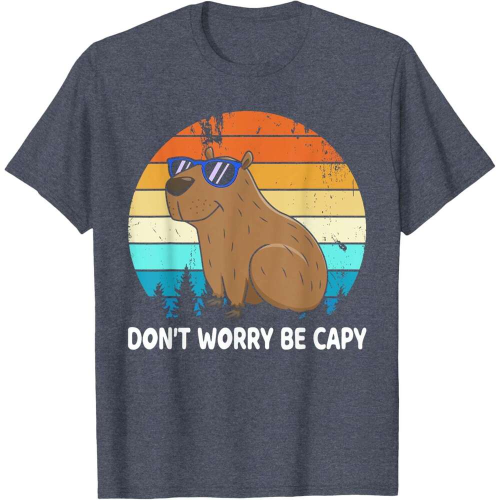 T shirt Mens Don't Worry Be Capy Distressed Capybara Styles Animal Lover T-Shirt shirts tshirt graphic tee Casual tops summer clothes Short sleev