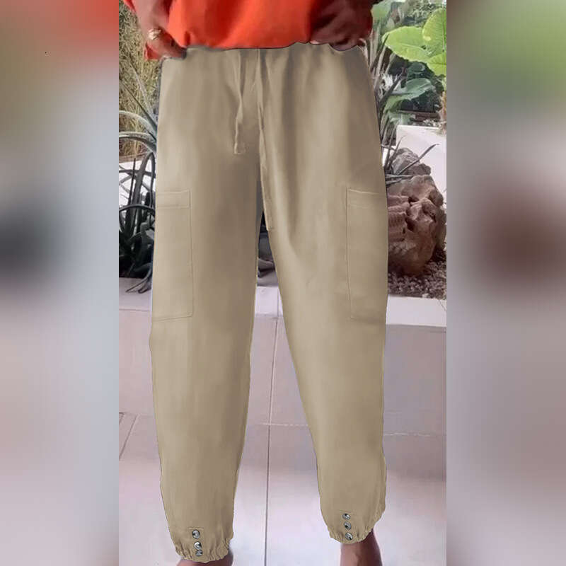 2024 New Loose Fit High Waisted Cropped with Wide Legs and Mid Waist Micro Elastic Womens Pants Nine Points Waterproof Trousers Man Jeans for Pregnant