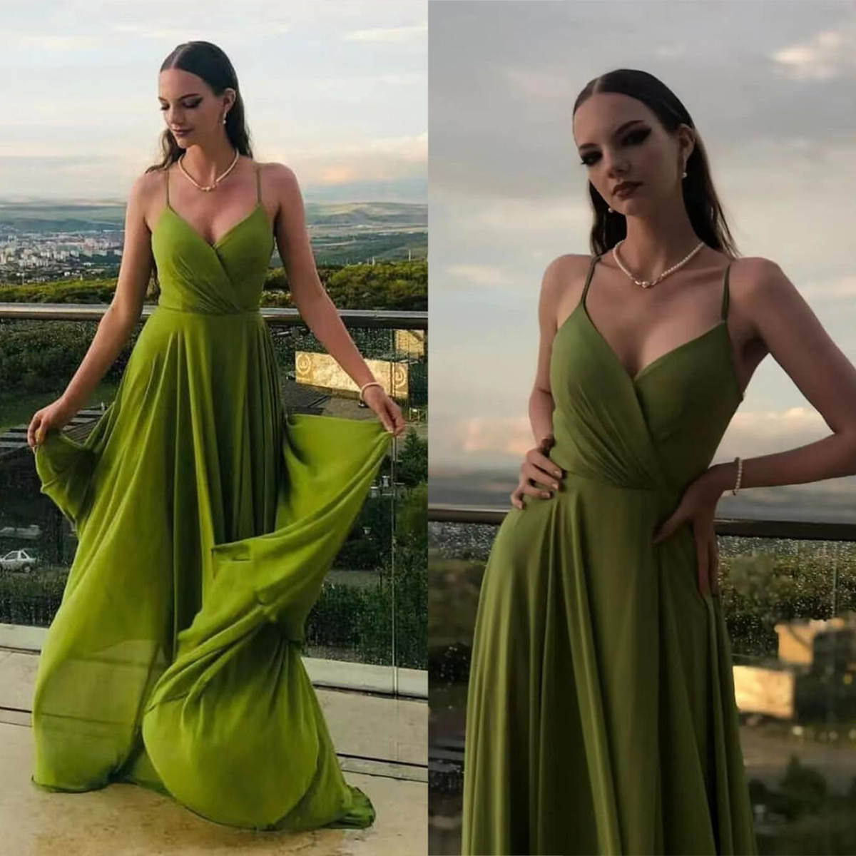 Green A Line Prom Dress Spaghetti Straps Luxurious Evening Formal Party Second Reception Birthday Engagement Gowns Dresses Robe De Soiree