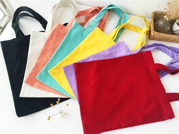 Solid color white canvas shoulder bag suitable for womens wholesale reusable shopping bag reusable shopping bag 240805