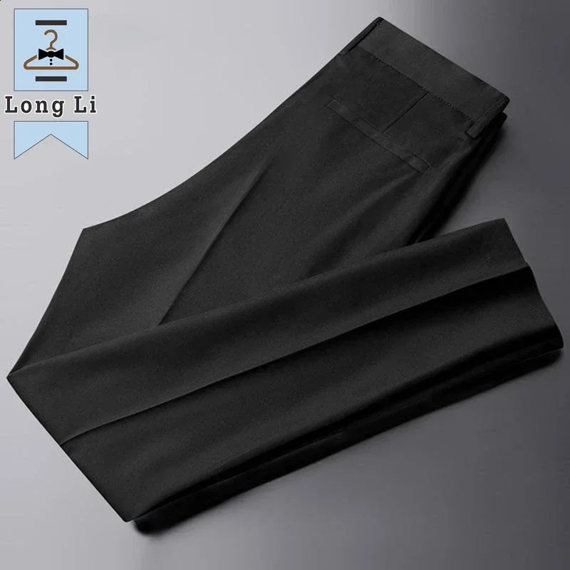 Drape Trousers Mens Straight Slim Casual White Pants Mens Suit Anti-wrinkle High-grade Nine-point Pants 240805