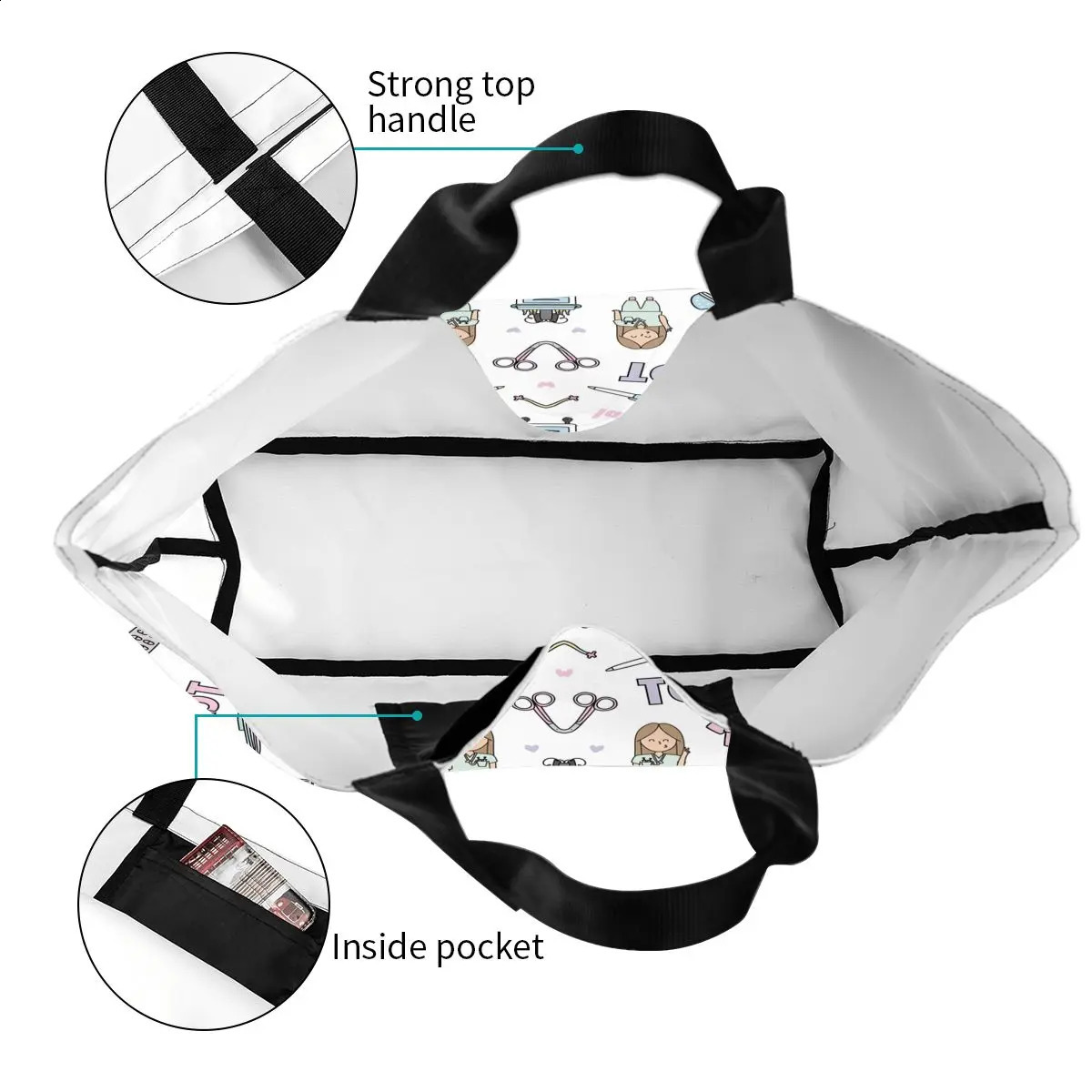 Cartoon Doctor Nurse Enfermera En Apuros Grocery Bag Large Capacity Beauty Mercer Womens Street Shoulder Bag 240805