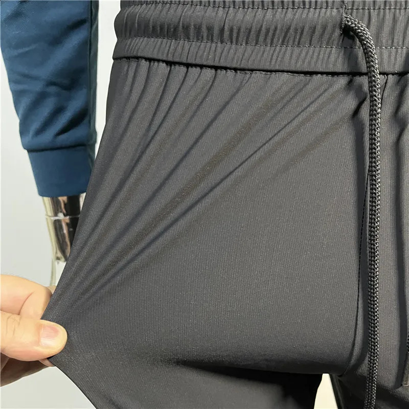 Plus Size 4 5XL Summer Ice Silk Golf Pants Men High Elastic Ultra-thin Casual Sport Trousers Quick-dry jogging Running Sweatpant 240805