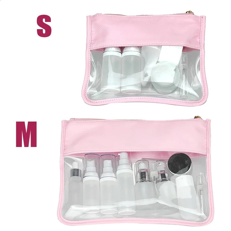 Pink blue printed bow toilet waterproof storage nylon outdoor makeup bag travel backpack lage organizer 240805 d696 4