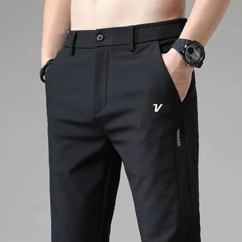 mens summer golf pants high quality ice silk stretch golf pants fashion slim-fit quick drying golf pants 240819