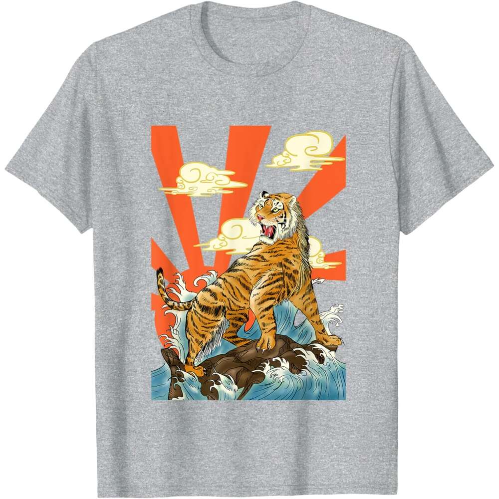 T shirt Mens Japanese Ukiyo Oriental Tiger Tsunami Rising Sun T-Shirt shirts tshirt graphic tee Casual tops summer clothes Short sleeve