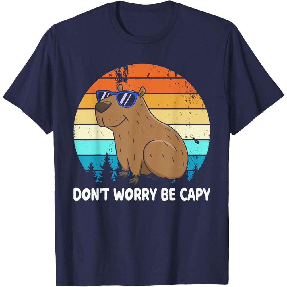 T shirt Mens Don't Worry Be Capy Distressed Capybara Styles Animal Lover T-Shirt shirts tshirt graphic tee Casual tops summer clothes Short sleev