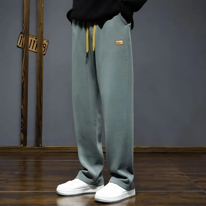 Spring Summer Loose Thin Straight Casual Fashion Mens Clothing Versatile Spliced Pocket Elastic Waist Pull Out Pants 240805