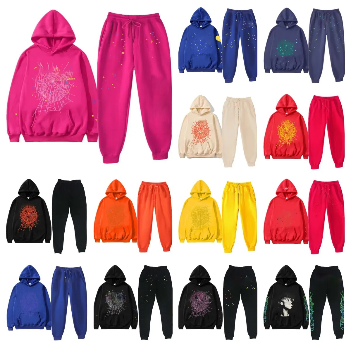 5A New Designer Mens 555555 Hoodie Womens hoodies Mens Tracksuit Puff Print Hoodie Pullover Cotton Letter Long Sleeve Designer spider sp5det Hoodies pants suit 03