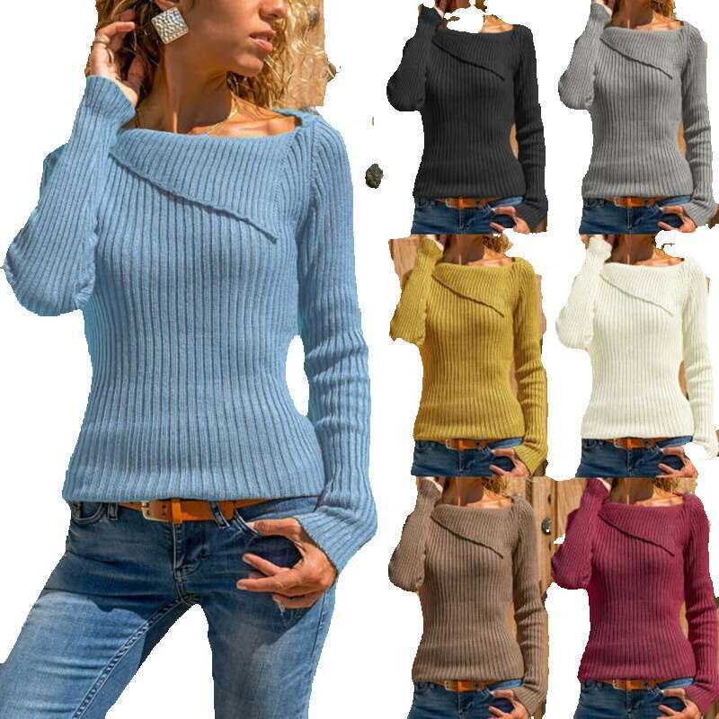 Autumn and Winter Long Sleeved Knitted Top Base Sweater Womens Clothing Sweet Women Designer Clothes Longer Render Apricot Coarse