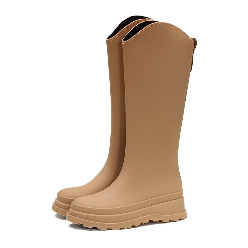 Long Rain Shoes Water Women Tube Ladies Fashion Korean Waterproof Non-slip Wear-resisting Boots Platform Rubber Work Boot 24080