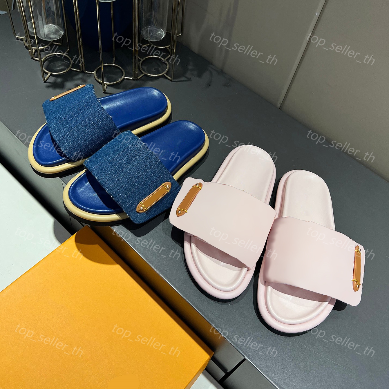 Designer Slipper Pool Pillow Comfort Mule Platform Sandal Women Flats Slides Pillows Slippers Luxury Printing Cotton Sandals